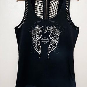 Harley Davidson Women’s Tank Size XL Back Zipper with Slash Design